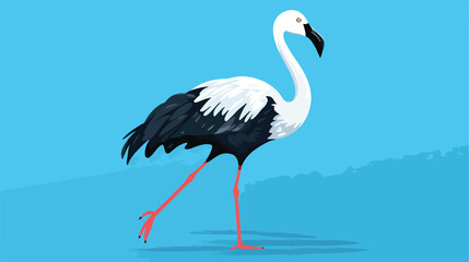 Flamingo black white bird isolated illustration vector