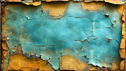 A blue antique background with a old paper torn apar. Vintage background space for text