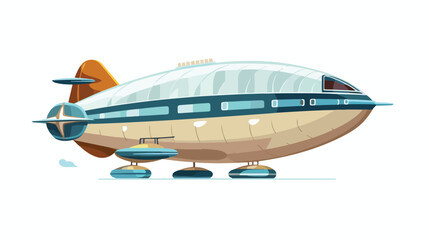 Flying Airship Vector in Flat Design Illustration