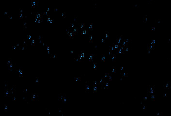 Dark BLUE vector texture with musical notes. - obrazy, fototapety, plakaty
