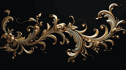 Gold rococo ornament. Retro baroque decoration 