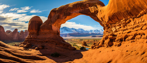 Arches rock in national park with perfect natural view