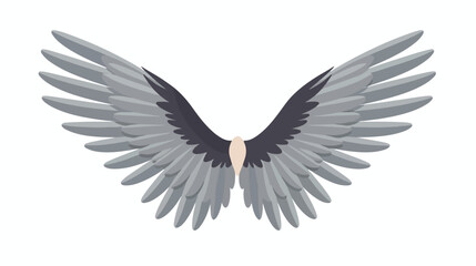 Gray wing of birds icon in flat style 