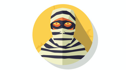 Halloween mummy flat icon with long shadow flat vector