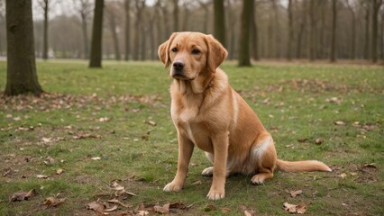 Fox red labrador retriever dog in the park