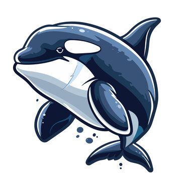 Cartoon killer whale. Vector illustration of a killer whale isolated on white background.