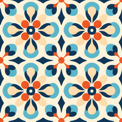 Fototapeta premium Retro vintage seamless tile pattern. Abstract modern geometric Trendy background in 70s style. 