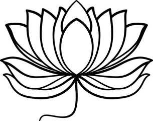 Line art lotus flower in a decorative vector illustration style