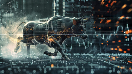 bull run digital market in Stock Market Data  - obrazy, fototapety, plakaty