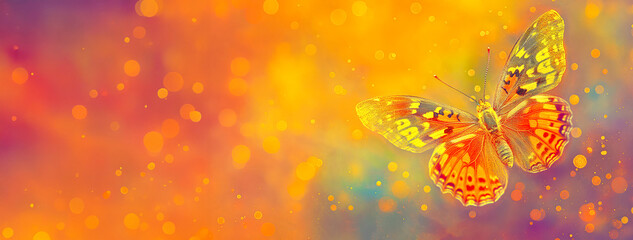 Dreamy Orange Butterfly in a Sparkling Fantasy World