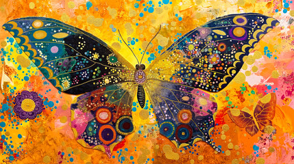 Abstract Artistic Butterfly on Vibrant Colorful Background