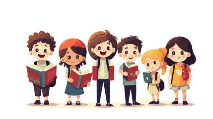 Illustration of studying elementary school students