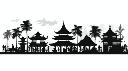 Obraz premium Javanese traditional house silhouette vector design