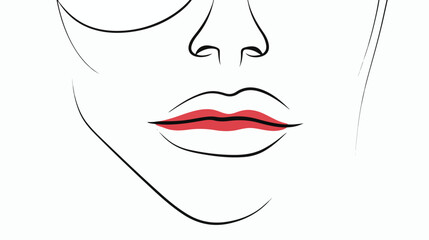 One line woman face vector illustration. 