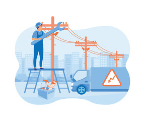 Home renovation abstract concept.  Electrician services. flat vector modern illustration