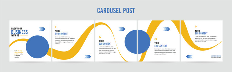 Stunning Carousel Post Template, Editable Social Media Layout Design, business Instagram & Linkedin Carousel Post, Template eps 10.