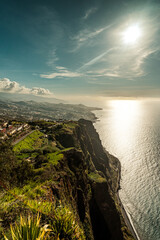 sunset over the sea from cliff