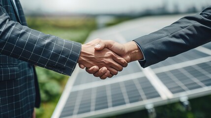 .A Handshake Over a Solar Panel Field