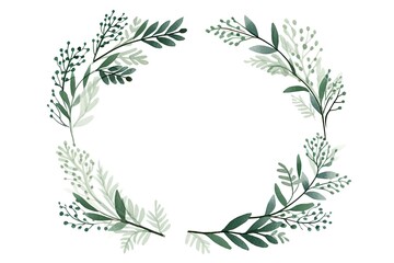 Winter wreath made of juniper fir. Simple design for Christmas card, invitation, logo, menu. White background.