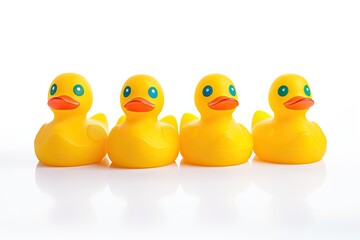 isolated rubber ducks, white background
