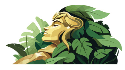 Sphinx in the green leaf flat vector 