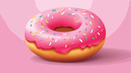 Studio shot of a colorful donut on pink background.