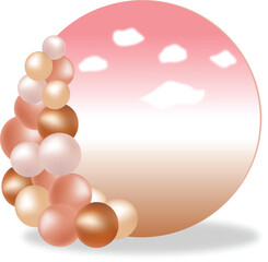 birthday round with balloon arch decoration 