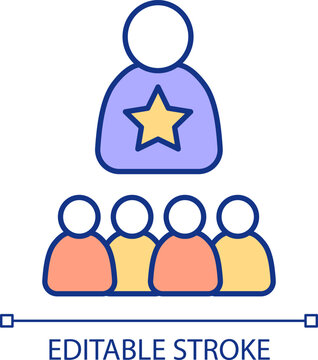 Leadership RGB color icon. Notable figure. Powerful person. Social hierarchy. Role model for other people. Isolated vector illustration. Simple filled line drawing. Editable stroke