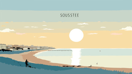 Sussex coast at Eastbourne flat vector isolated