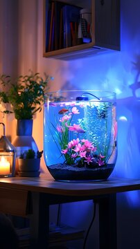 Decorative plant aquarium with fishes