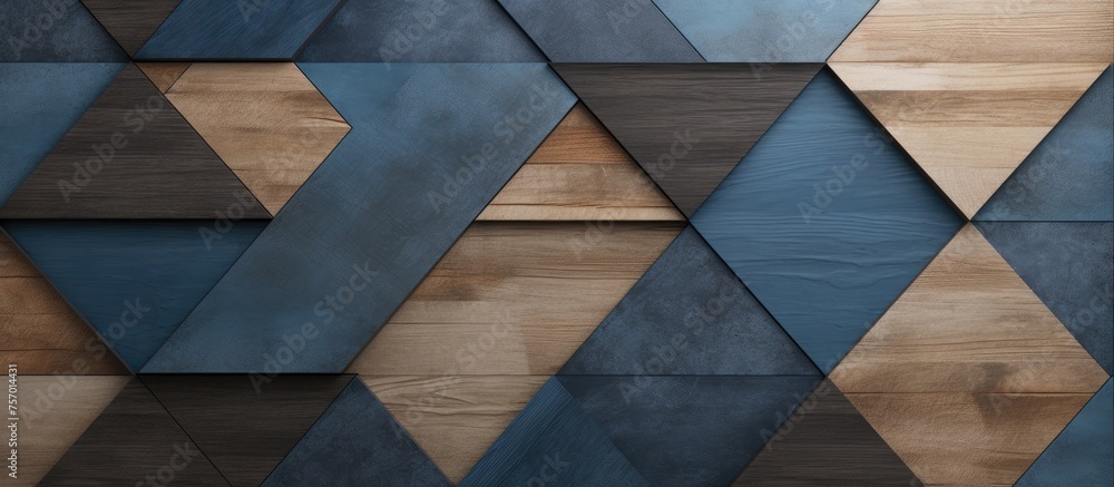 Poster a detailed close up of a wooden wall featuring symmetrical triangles as a building material fixture,