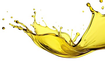 A picture of olive oil splattering separated against a white background