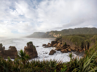 The Pancake Rocks and Blowholes are a coastal rock formation at Punakaiki on the West Coast of the South Island of New Zealand