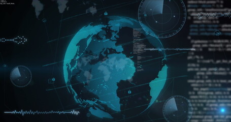 Image of data processing over globe