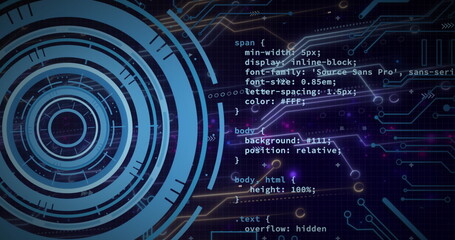 Image of data processing with scope scanning on black background