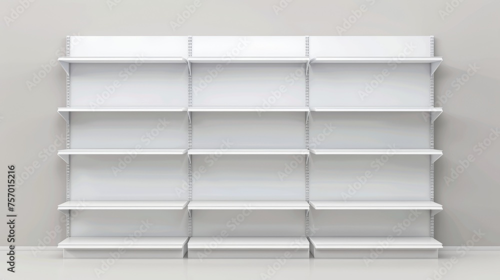 Aufkleber a white mockup of a supermarket shelf with a rack for displaying products. modern illustration set o