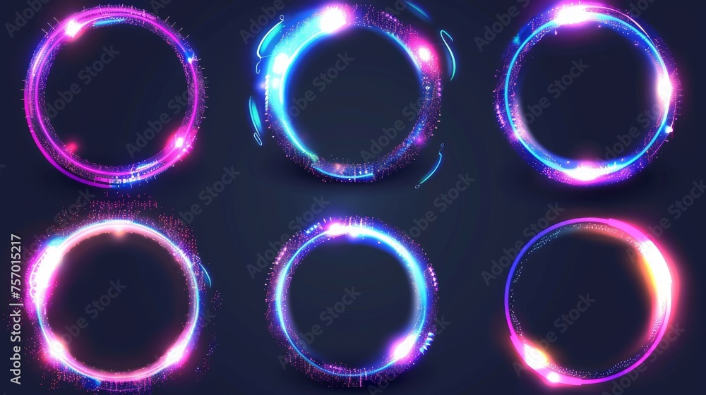 Aufkleber this realistic modern illustration set of retro futuristic ring design borders includes tv color bug