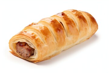 White background with a single sausage roll