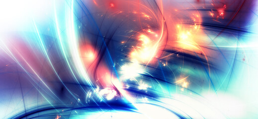 Abstract color background. Light wave. Modern futuristic glowing banner. Fractal artwork for creative graphic design.