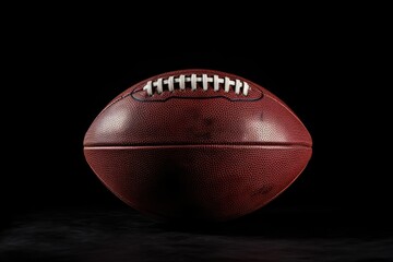 American football in close up against black background