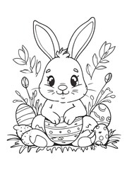 cute bunny easter day coloring page