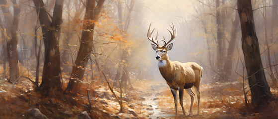 Beautiful hunting area oil painting