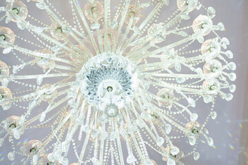 Large ceiling lamp, electric glass chandelier on the ceiling 