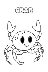 Crab Coloring Book For Children Is A Page Of Coloring For Preschoolers About The Sea World - 757017214