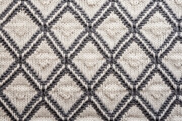 Knitted fabric Jacquard texture with gray geometric design Mosaic crochet pattern