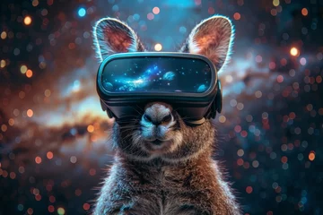 Raamstickers A kangaroo wearing virtual reality goggles © itchaznong