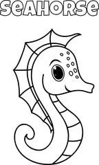 Coloring Book For Kids Features A Seahorse Page, Perfect For Little Ones To Color - 757018638