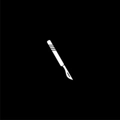 Medical scalpel icon isolated on dark background