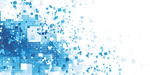 blue colored pixel art, technology design background isolated on white or transparent png