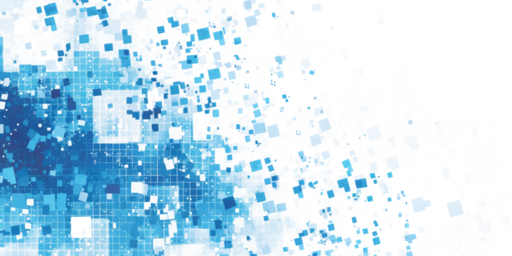 blue colored pixel art, technology design background isolated on white or transparent png